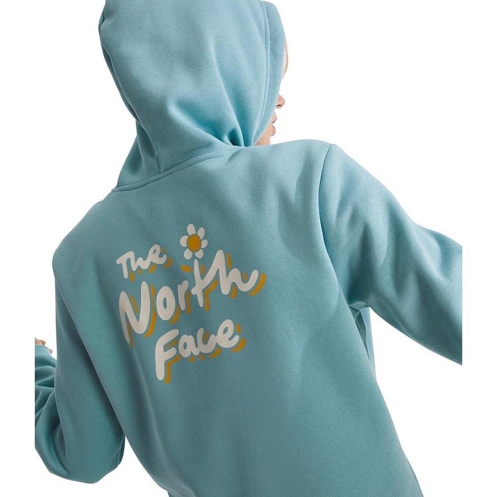 The North Face Women Sz M Evolution Floral Cloud Blue Hoodie Cotton Sweatshirt